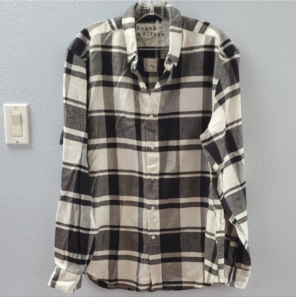 Frank & Eileen Finbar Black and White Plaid Casual Button-Down Shirt